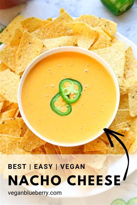 The Best Vegan Nacho Cheese Dip Recipe On A Plate With Tortilla Chips