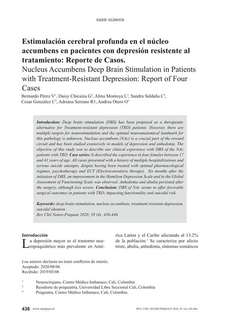 PDF Estimulación cerebral profunda en el núcleo accumbens en