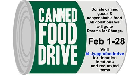 Canned Items and Non Perishable Food Drive to Benefit Dreams for Change