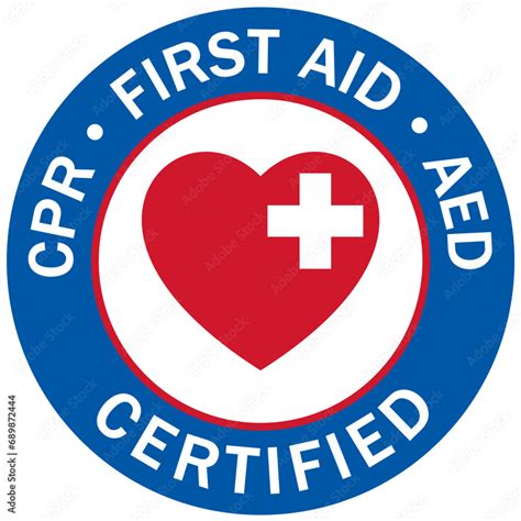 First Aid Sign Emblem Sticker Cpr First Aid Aed Certified Stock Vector Adobe Stock