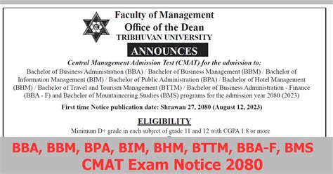 CMAT Notice 2023 For Admission To BBA BBM BPA BIM BHM BTTM BBA F BMS