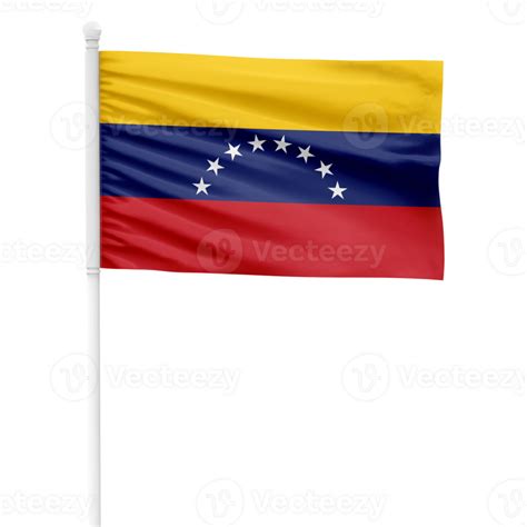 Realistic Venezuela Flag Waving on a White Metal Pole with Transparent ...