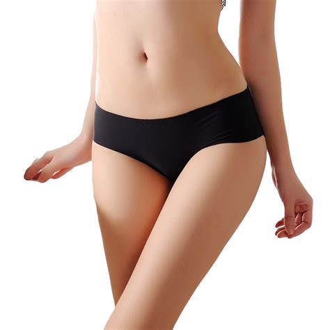 Ice Silk Seamless Underwear Female Low Waist Cotton Bottom Back Lace Stitching Triangle Briefs