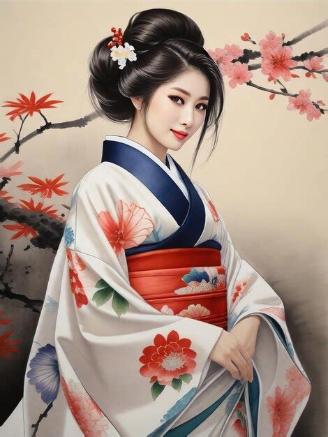 Premium Photo Exquisite Ink Masterpiece Graceful Woman In Yukata A