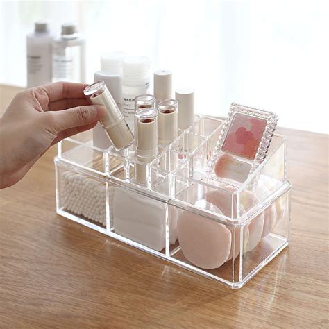 Portátil Transparente Organizador de Maquillaje Caja de Almacenamient