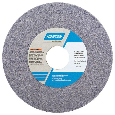 Norton Type 1 Aluminum Oxide Straight Grinding Wheel 6 In 1 14 In Arbor Hole Size 46 Grit