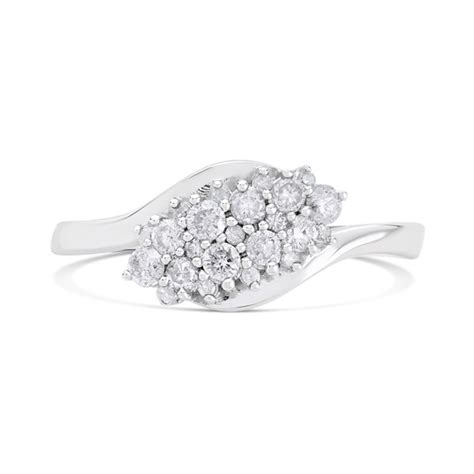 Ct White Gold Diamond Twist Cluster Ring Ct D F Hinds