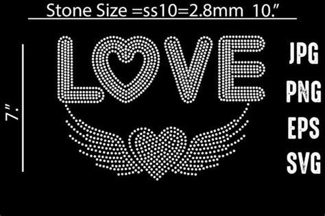 Love Rhinestone Template Design Graphic By Mrumu Creative Fabrica