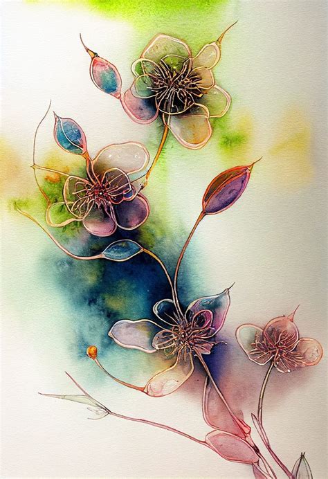 Sabantha Serie Aquarell Kunst Fr Hling Blumen Knospen Bl Ten