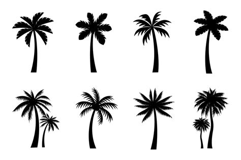 Collection Of Black Coconut Trees Icon Can Be Used To Illustrate Any