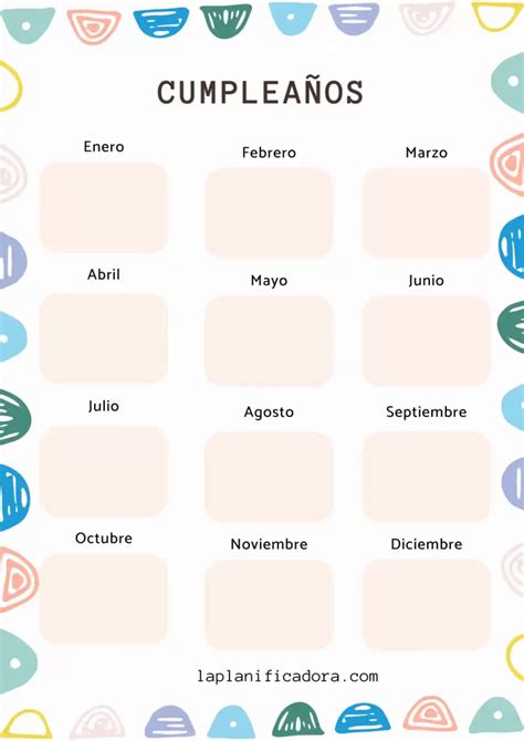 Calendario de Cumpleaños 💜 para Imprimir