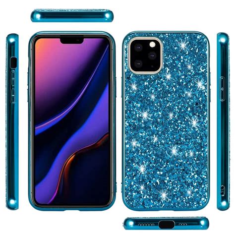 IPhone 11 Pro Max deksel med et glitter - Blått - Teknikkdeler.no