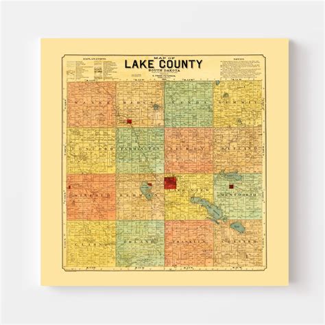 Vintage Map Of Lake County South Dakota 1899 By Teds Vintage Art