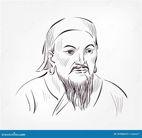 Genghis Khan Vector Sketch Portrait Illustration Editorial Photography - Illustration of ...