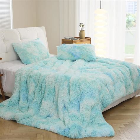 Syalife Plush Fluffy Duvet Cover Set Luxury Ultra Soft Shaggy Bedding Set Queen