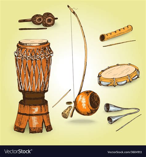 Collection Of Musical Instruments Of Capoeira Vector Image