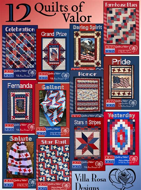 12 Quilts Of Valor Pattern Pack By Villa Rosa Designs 729859663289