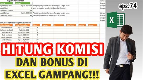 Mudah Menghitung Komisi Bonus Penjualan Di Excel Youtube