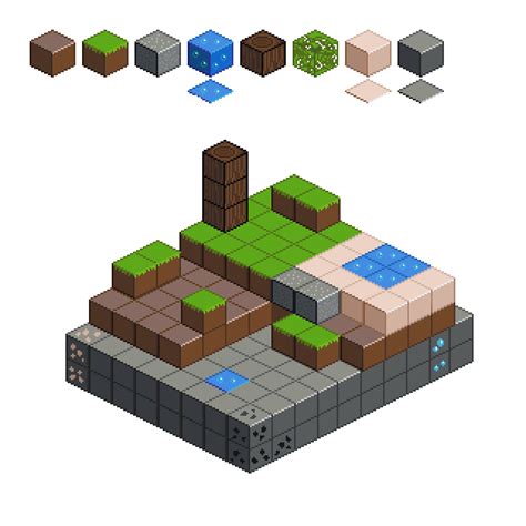 Isometric block assets (minecraft style) by gurokitty