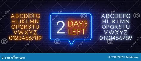 Two Days Left Neon Sign On Brick Wall Background Stock Vector