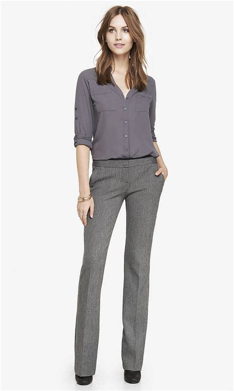 Studio Stretch Tweed Slim Flare Columnist Pant From Express Slacks