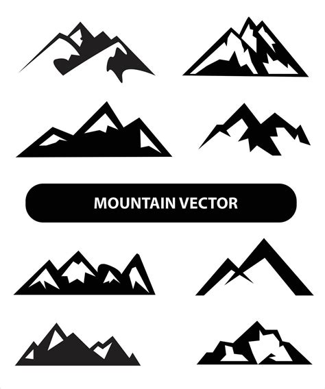 Mountain silhouette, blue and black rocky mountain illustration,vector ...