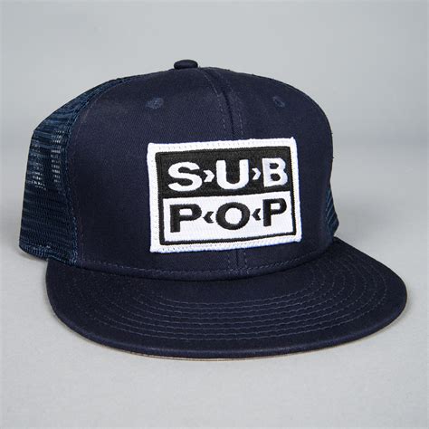 Sub Pop Trucker Hat Wlogo Patch Navy Snapback Sub Pop Mega Mart