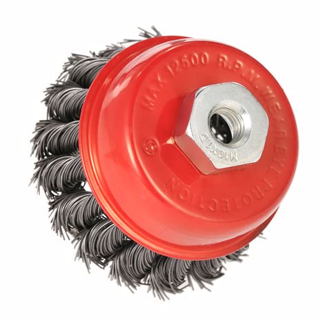 75mm 3 Steel Wire Wheel Knotted Cup Brush Rotary Steel Wire Brush