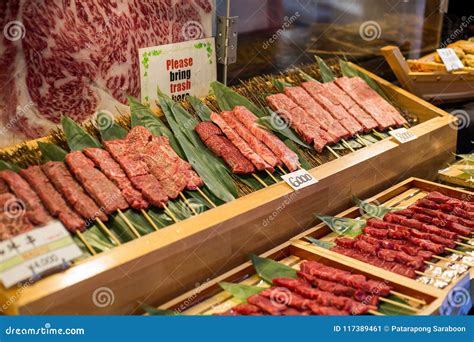 Raw Beef Fresh Japanese Wagyu Beef At Tsukiji Fish Market In Tokyo