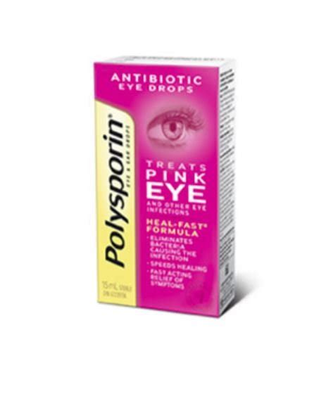 Polysporin Antibiotic Eye Drops Treats Pink Eye 15 ml Heal-Fast Formula ...