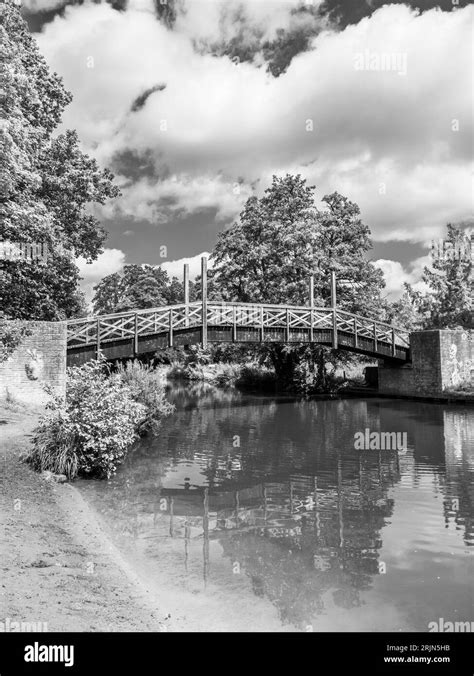 Black And White Landscape Footbridge Crossing River Wey Guildford