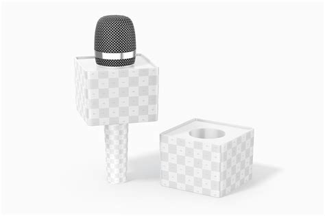 Handheld Microphone With Cube Psd Mockup Original Mockups