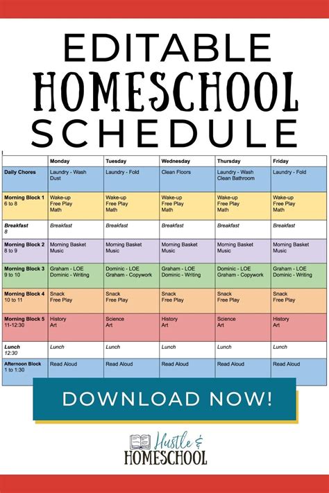 Free Printable Homeschool Schedule Template