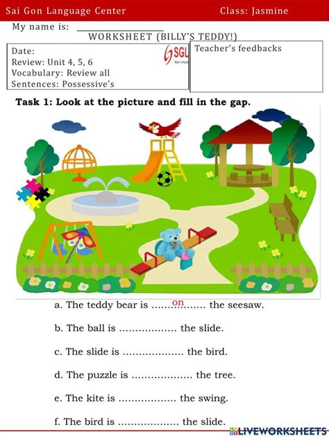 Billy S Teddy Interactive Activity Live Worksheets