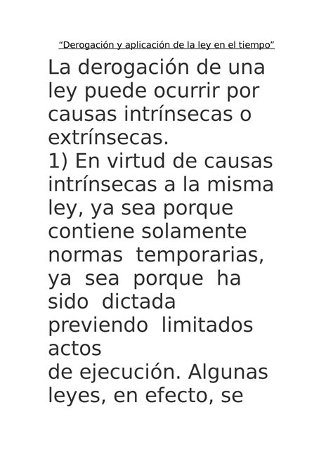 Derogación y aplicación de la ley en el tiempo información