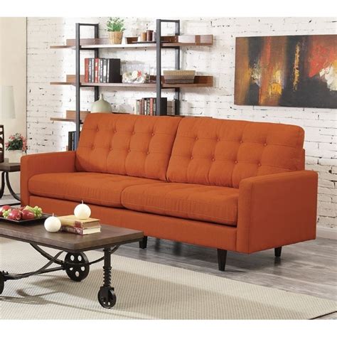 Coaster Kesson Mid Century Modern Sofa in Orange - 505371