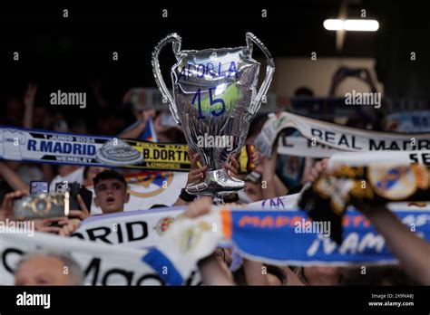 MADRID, SPAIN - JUNE 1: Real Madrid fans attend the Santiago Bernabeu ...