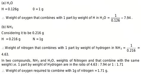 1 00 G Of Oxygen Combine With 0 126g Of Hydrogen To Form H2o 1 00g Of