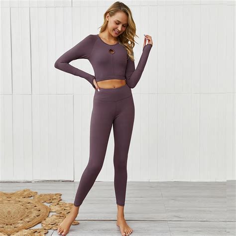 Women Seamless Yoga Set Fitness Sports Suits Gym Cloth Yoga Long Sleeve