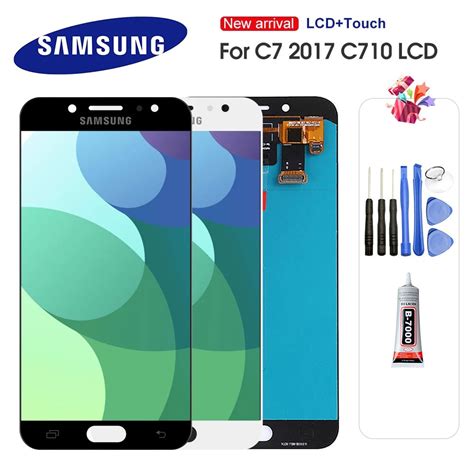 หน้าจอสัมผัส Lcd แบบเปลี่ยนสําหรับ Samsung Galaxy C7 2017 C8 C7100 C710