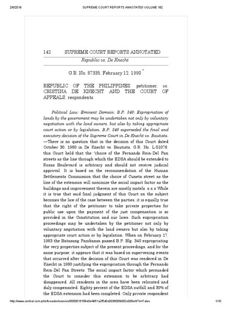 Republic Vs De Knecht Pdf Eminent Domain Supreme Courts