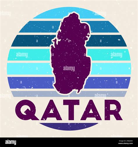 Logotipo de Qatar Signo con el mapa del país y rayas de colores