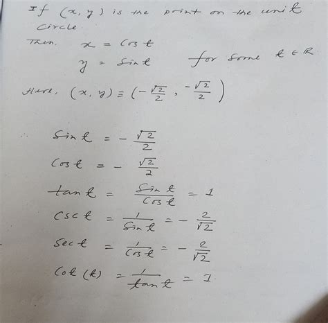 Solved Find The Values Of Sint Cost Tant Csc T Sect And Cott If