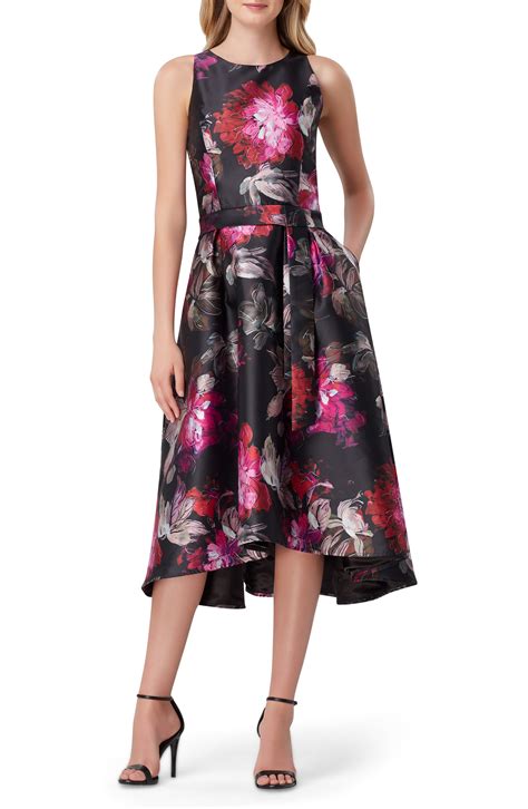 Tahari Mikado Floral Fit And Flare Midi Dress Nordstrom