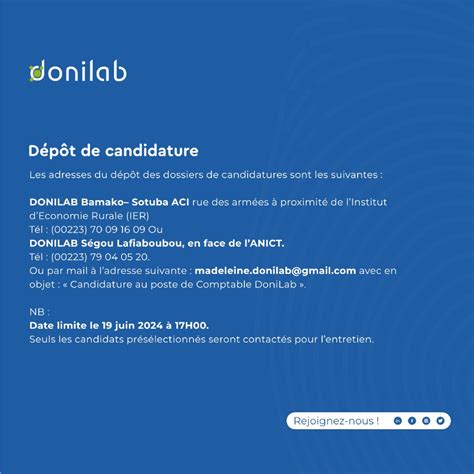 Donilab Recrute Comptable H F Y A Bara Offres D Emplois Et Stages