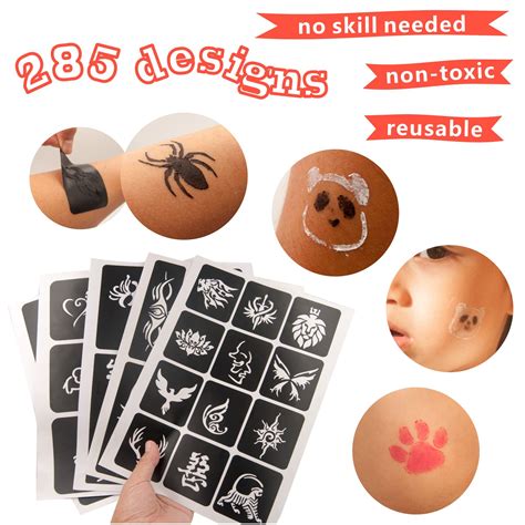 Mayplous Temporary Tattoo Stencils Removable Tattoo Stickers Face Paint