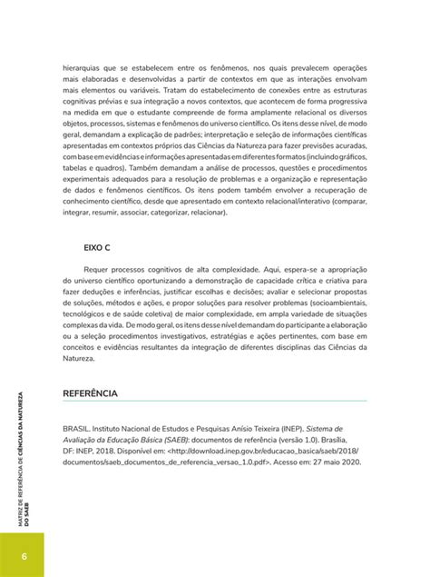 Matriz De Referencia De Ciencias Da Natureza Do Saeb Pdf