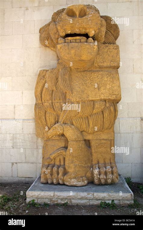 Lion Statue In The Sculpture Gardens Of The National Museum Damascus