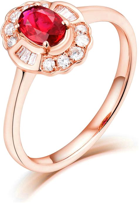 Daesar Bague Fiancaille Or Rose K Bague Femme Fian Ailles Rubis