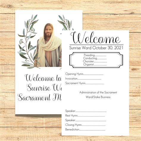 Sacrament Meeting Program Template Printable Program Etsy